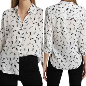 L’Agence Camille Chess Print Blouse
